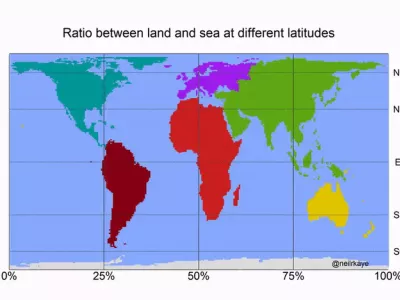 Tämä hämmästyttävä visualisaatio näyttää maailmankartan uudella tavalla –  Miksi eteläisellä pallonpuoliskolla on niin vähän maata? - Tekniikan Maailma